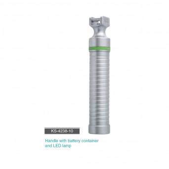 Handle with battery container and LED lamp